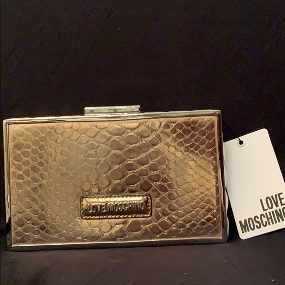 Love Moschino Borsa Pu Rame hard metallic clutch